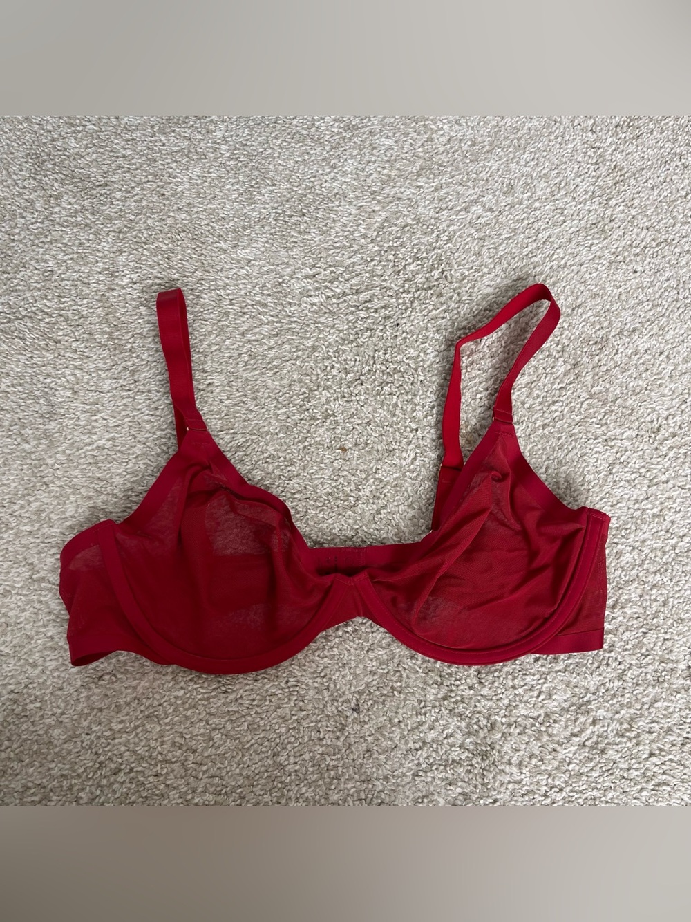 CUUP Bra 38C The Balconette Mesh Serpentine Red Sheer Underwire Bra Lingerie